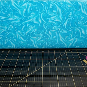 Kanvas. Marbleized Turquoise - Twirling Marble Motif 100% Cotton