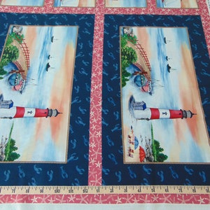 Michael Miller. By The Sea. Lighthouse Placemats 2/3 yd Digitally Printed Panel