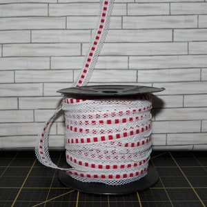 Stripes on Mesh Elastic Trim, 15mm - Red - STRETCH Lace Trim - Bundle of High Quality French Produced Elastic Trim