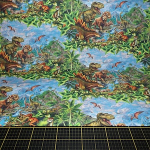 QT Fabrics. Jurassic Journey. Dinosaur Scenic Multi