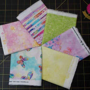 Butterfly Dreams Fat Quarter Bundle - 6 Piece P&B Textiles Watercolor Butterflies FQ Bundle - 100% cotton
