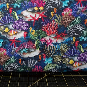 Oasis Fabrics. The Reef. Coral Reef Dark Blue