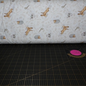 Clothworks. GHMILY 2024. Forest Friends White FLANNEL - Guess How Much I Love You FLANNEL Fabric