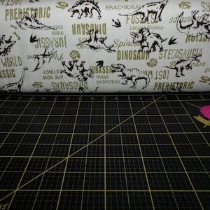 Cosmo. Prehistoric Dinosaur Natural Oxford Cloth - Japanese fabric