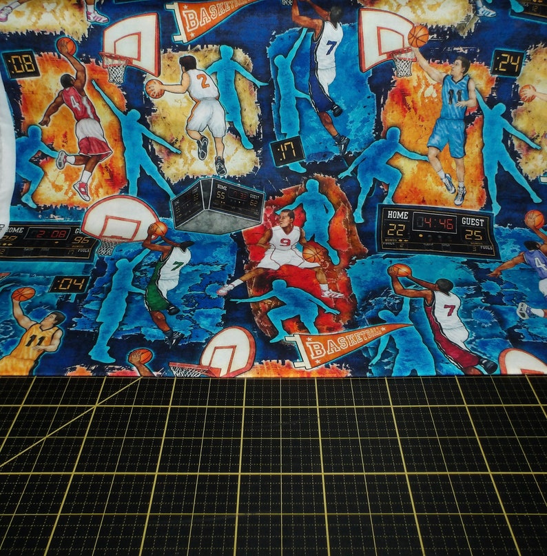 Slam Dunk Fat Quarter Bundle 7 Piece Basketball Themed FQ Bundle 100% cotton woven image 3