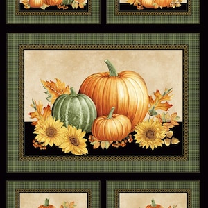 Benartex. Herbstliche Eleganz. Pumpkin Panel 2 m Schwarz METALLIC