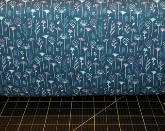 Camelot Fabrics. Ethereal Flowers in Midnight DOUBLE GAUZE 43/44 inches wide