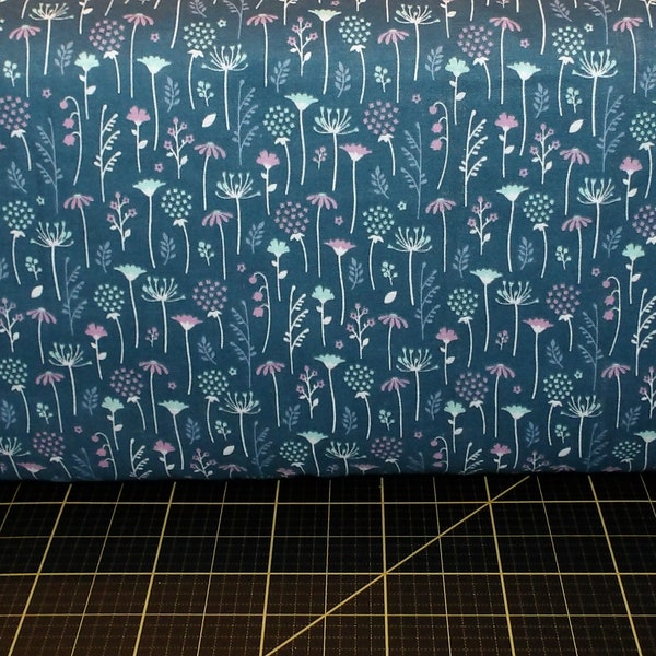 Camelot Fabrics. Ethereal Flowers in Midnight DOUBLE GAUZE 43/44 inches wide