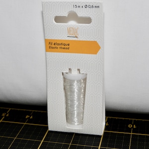 Clear Elastic Thread, 15 Meters x 0.6mm Spool - used for gathering, crimping, smocking, and bracelet making - 100% nylon
