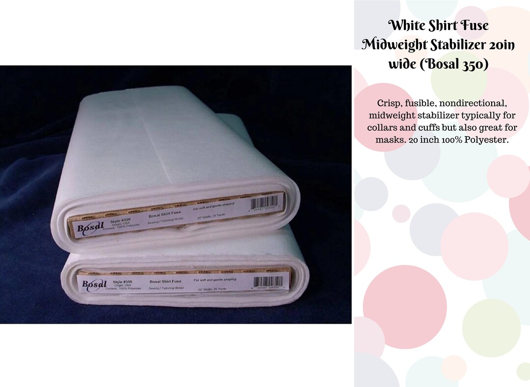 White Shirt Fuse Midweight Stabilizer 20 Inches Wide Choose Your Size