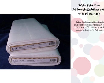White Shirt Fuse Midweight Stabilizer - 20 inches wide - choose your size of stabilizer
