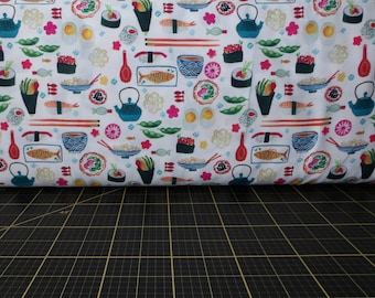 Dear Stella. Tokyo Dreams. Sushi White - Cotton Fabric By The Yard - Choose Your Cut