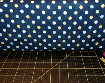 Cosmo. Polka Dot Navy DOUBLE GAUZE