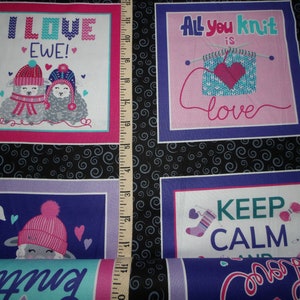 Kanvas. Love Ewe More. Love Ewe Boxes Panel 2/3 yd