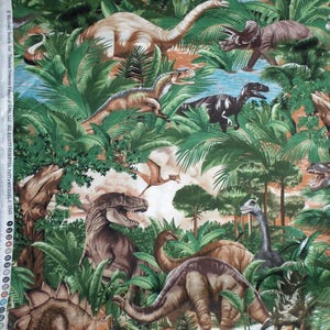 Timeless Treasures. Dinosaurs Green