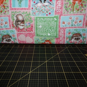 Studio E. Forest Friends. Pink Patches - nursery animals quilt fabric