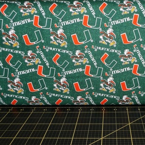 Sykel Enterprises. NCAA University of Miami Hurricanes Tone on Tone 44/45 - Sebastian the Ibis Fabric