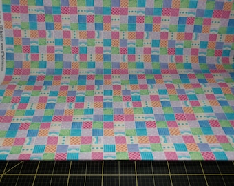 QT Fabrics. Bunny Wishes. Patchwork Multi - Easter Fabric