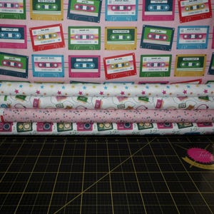 Press Play Fat Quarter Bundle - 5 Piece Paintbrush Studios 90s Music, Retro Cassettes Cassette Players, Boom Boxes, and Walkmans FQ Set