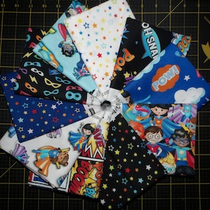 Paquete My Hero All Kids Fat Quarter - Paquete FQ de superhéroe para niños de 10 piezas - 100% algodón