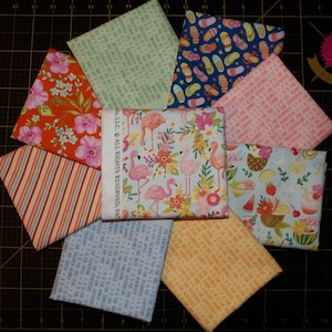 Forever Summer Fat Quarter Bundle - 9 Piece Summer Themed FQ Bundle - 100% cotton
