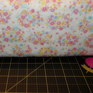 Cosmo. Floral White DOUBLE GAUZE 43/44 inches wide