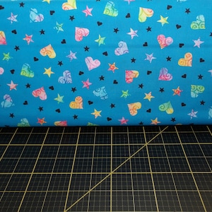 QT Fabrics. Be The Change. Hearts & Stars Blue - Pride Month / Queer / LGBTQIA Fabric