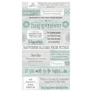 Contempo. Words To Live By. Happiness Panel Grey 2/3 yd