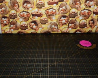 Michael Miller. Early To Rise. All Eggs In One Basket Butter - farmhouse style eggs fabric