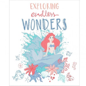 Camelot Fabrics. The Little Mermaid. Endless Wonders in White Panel Full Yard