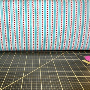 P&B Textiles. Wheeling Winter Wonderland. Candy Cane Stripe Teal
