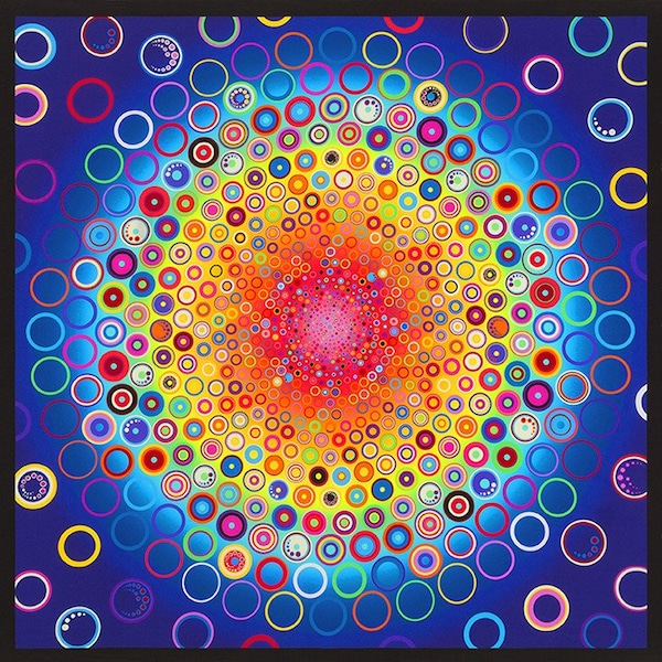 Robert Kaufmann. Effervescence. Circles & Dots Rainbow DIGITAL Panel 42 pouces par 44/45 pouces