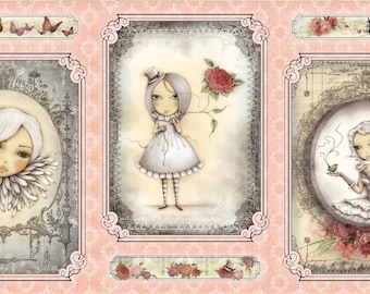 Telas QT. La Vie En Rose Picture Patch 2/3 Yd Panel Rosa - Panel Mirabelle Santoro