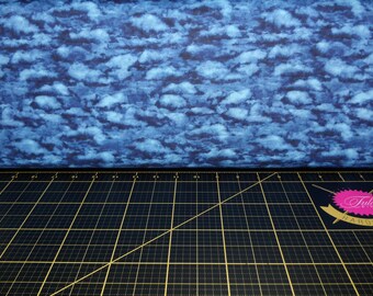 QT Fabrics. Flying High. Clouds Navy - Dark Sky Fabric