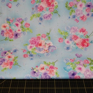 Michael Miller. Wondrous Woodland. Fresh Bouquet Aqua DIGITALLY PRINTED