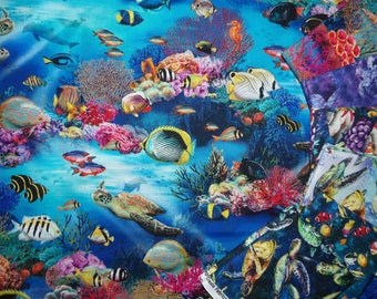 Underwater Reef Fantasy Fat Quarter Bundle - 7 Piece Realistic Sea Life / Ocean FQ Bundle from Oasis Fabrics and P&B Textiles