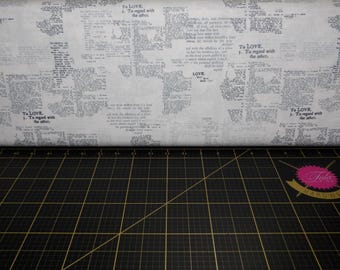 May include: White fabric with a repeating pattern of black text. The text reads "To LOVE 1. To regard with the other."