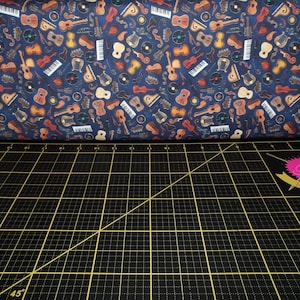 Telas QT. Melodías Diminutas. Tela para Instrumentos Musicales Azul Marino - Tela para Instrumentos Musicales