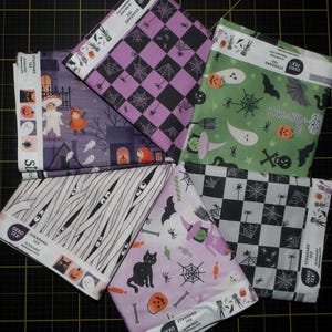 Starlight Spooks Fat Quarter Bundle - 6 Piece Children&#39;s Halloween Trick or Treat FQ Bundle - 100% Cotton Fabric