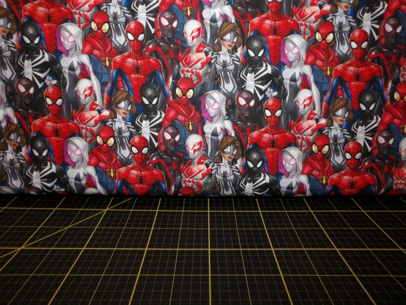 100% Cotton Fabric Marvel's Spiderman - Colored and Sketch Print / 45  Wide 