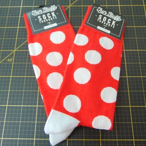 Valentine Socks - Red Polka Dots - this listing is for one pair of socks.