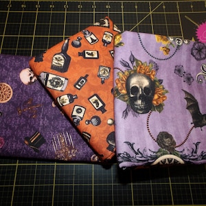 Dreadful Delights 3 Yard Quilt Kit - 3 Piece Robert Kaufman Skulls, Crows, Alchemy, and Roses 3 Yard Quilt Kit - 100% cotton woven