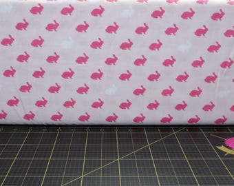 Riley Blake. Wonderland. Rabbits Pink - Easter Fabric / Spring Fabric