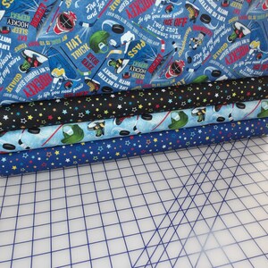 Hockey Fat Quarter Bundle - 4 Piece FQ Set Using Timeless Treasures Hockey and matching Benartex Stars- 100% Cotton Fabric image 3