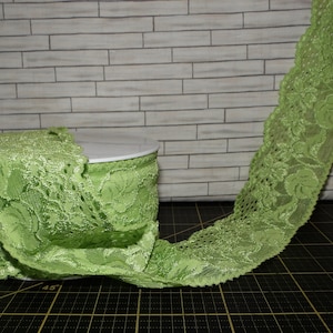 Lime Elastic Raschel Lace 3847, 7cm 3847B-16 - bundle of lingerie stretch lace