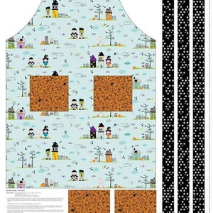 Riley Blake. Halloween Magic Apron Panel Blue Full Yard - this panel has everything you need to sew a full adult apron
