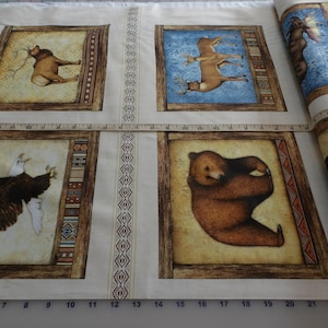 QT Fabrics. Timberland Trail. Animal Picture Patches Panel DIGITALLY PRINTED 2/3 yd