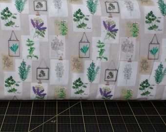 Stof France. Senteur 1 Framed Herbs 44/45 inch wide DIGITALLY PRINTED