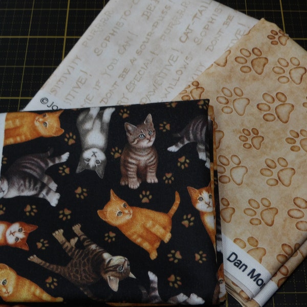 Felicity Kitten Fat Quarter Bundle - 3 pezzi QT Tessuti Realistic Kitten Themed FQ Bundle - 100% cotone