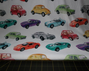 Shannon Fabrics. Car Show Snow DIGITALLY Printed MINKY 58/60 wide